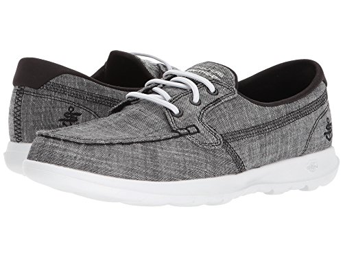 Image of Skechers Women's Go Walk Lite Textile Boat Shoe, Lite Isla Black White, 5.5 UK Wide