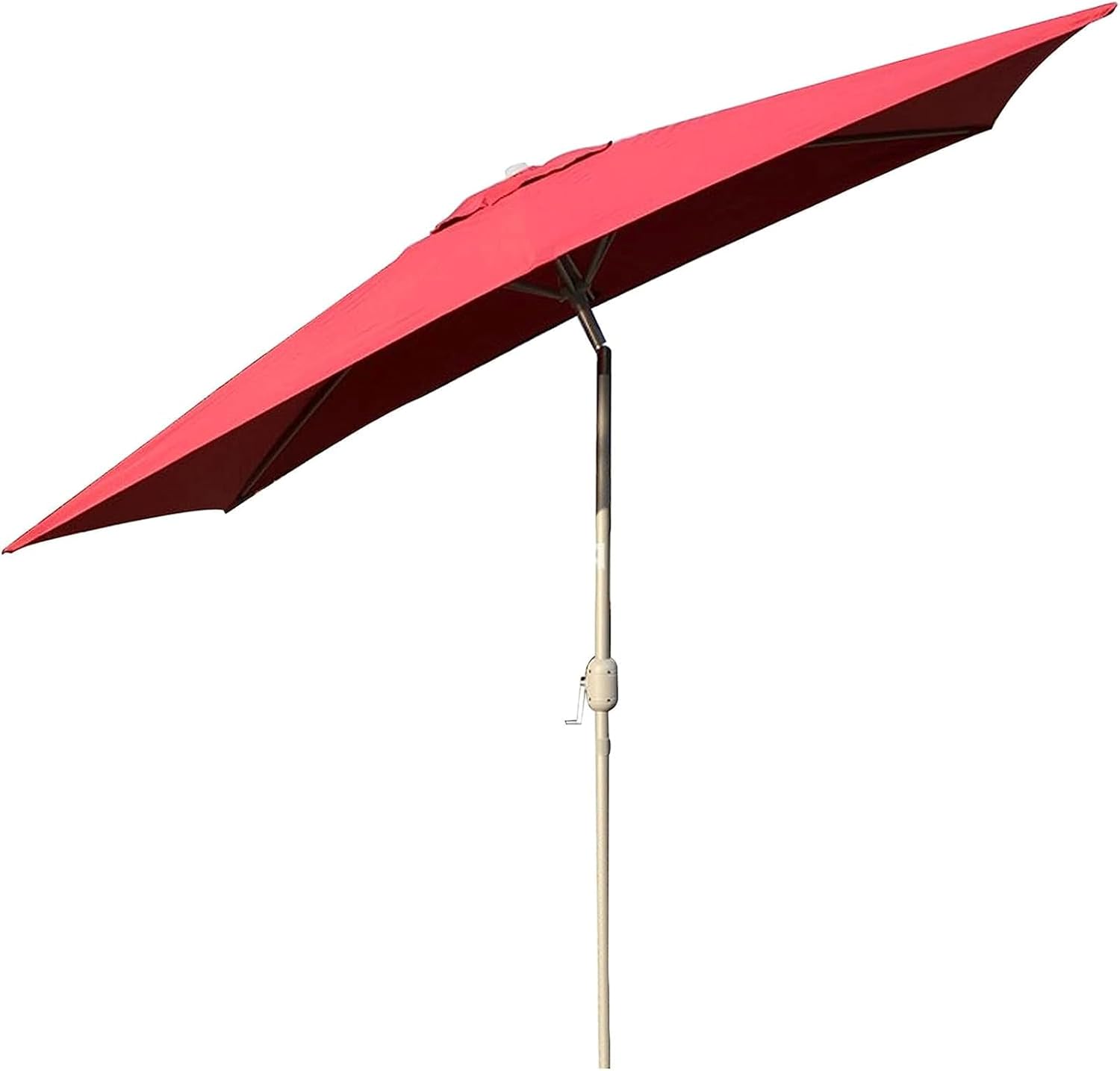 Red Patio Umbrella, 150 * 250CM Rectangular Patio Umbrella, Waterproof and Sun Shade Outdoor Market Umbrella with Tilt