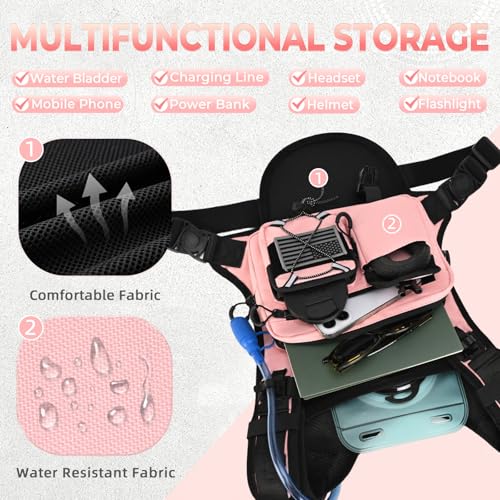 Criuage USA Patent Running Hydration Vest Backpack, Lightweight Chest Pack with 2.0L Water Bladder Bag Daypack for Hiking Running Cycling Race Marathon for Women Men (Pink, Standard) — view 4