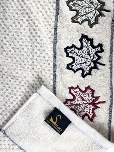 Image of SENSES By Riba Cotton Towel Set 550 GSM - Design 7, 2 Pcs| 1 Bath + 1 Hand Towels Combo | Super Soft, Absorbent, Lightweight, Antimicrobial, Low Linting, White