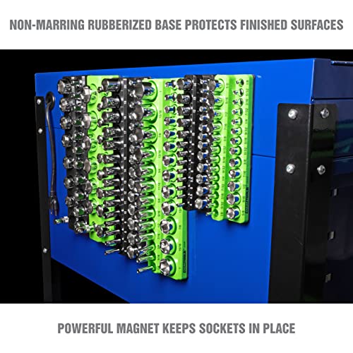 Oemtools 22488 6 Pack Set Metric And Sae Magnetic Socket Tray Set, Black And Green Socket Organizers, 1/4, 3/8, 1/2 Inch Drive Socket Organizer Tray Set #TOP6