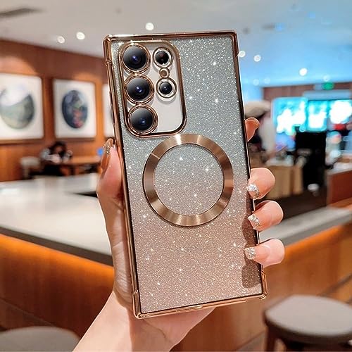 Coque Samsung S23 Plus or et paillettes aux finitions premium