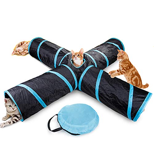 Baugger - Túnel do gato 4 Way Pet Play Túnel Túnel Dobrável Brinquedo para Cães Cães Coelhos de Esti