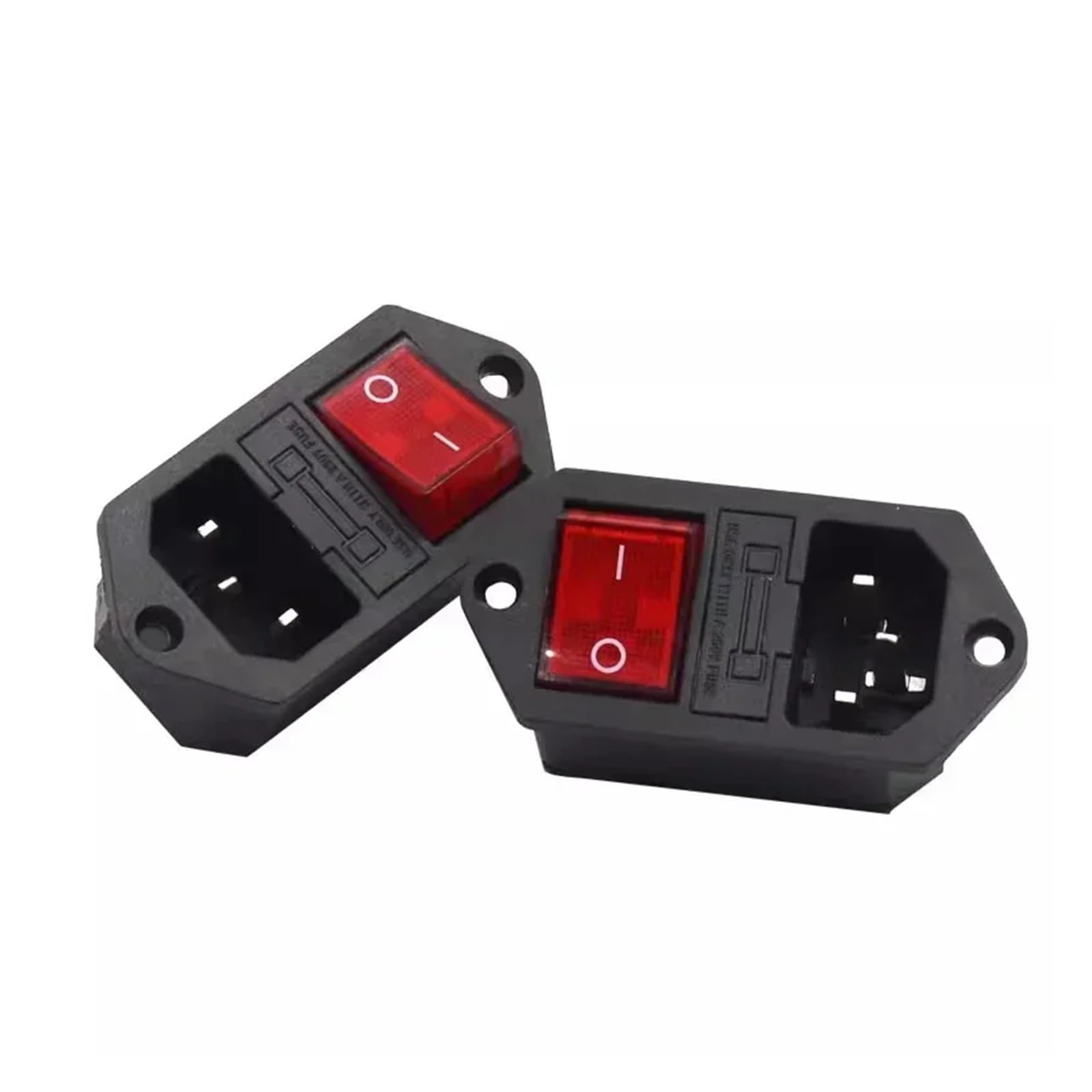Toma De Corriente CA En Forma Barco Con Interruptor ON-OFF - Conector Basculante 3 Pines Lámpara Roja Y Fusible 10 A (5/20 Piezas)