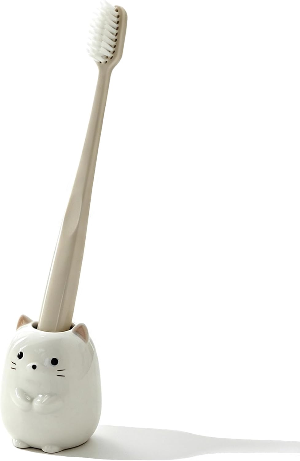 Mini Cat Ceramic Toothbrush Holder for Bathroom Cute Animal Decor