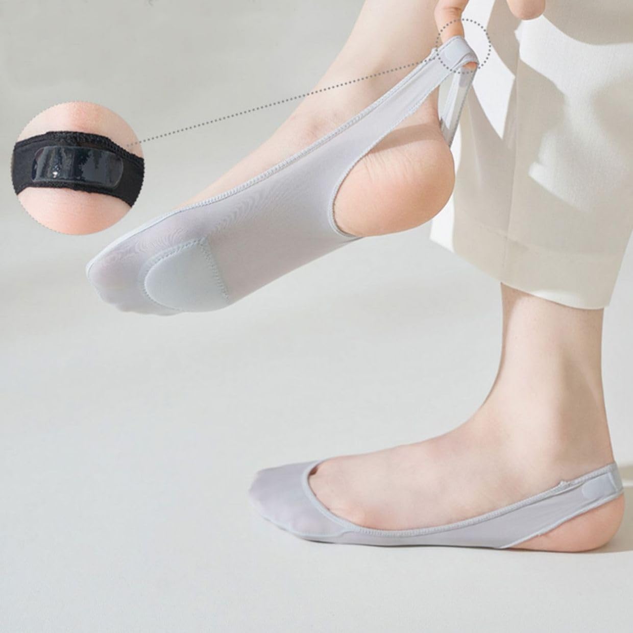 4 Pairs No Show Slingback Socks Ultra Low Cut Liner Socks With Sling No Show Half Socks For Heels - Image 7