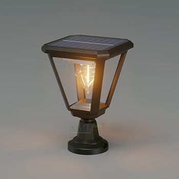 LED Solar Garden Light, Waterproof Outdoor Lighting, Classic Pole Design, Black, with Built-in Solar Panel for Pathway Patio