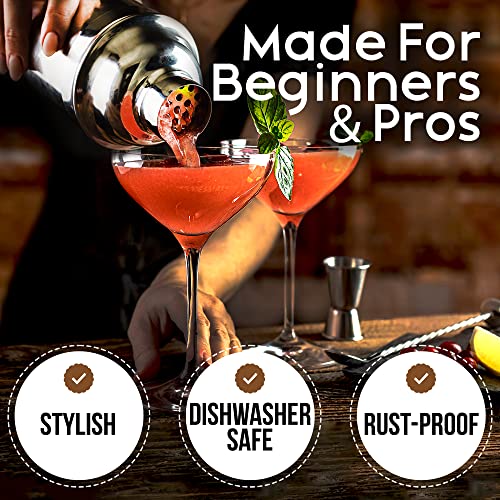 Cresimo 24oz Cocktail Shaker Set with Bar Accessories for Home Bar - Martini Shaker with Jigger and Drink Mixer Spoon - Alcohol Bartender Gift - Bartending Kit Essential for Home - Thumbnail 7