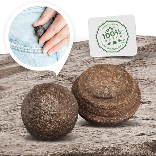PURAJA Par de Mármoles Moqui Originales con Certificado de Autenticidad | Piedras Vivas | Directamente del Territorio Indio Hopi en el Oeste de los USA (L = (22-28mm))