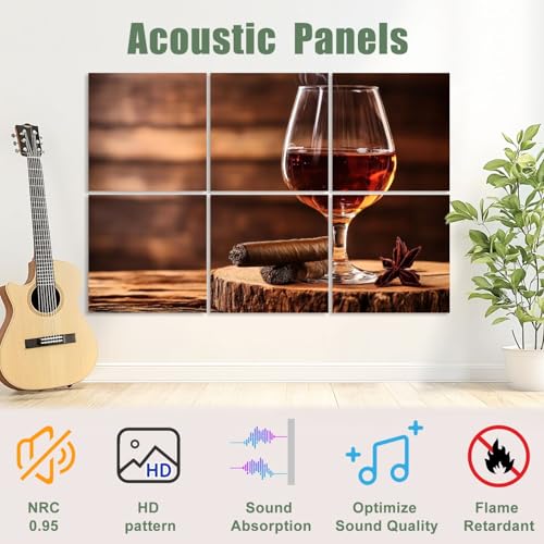 6 Paneles Acústicos Artísticos Paquete de 6 con Absorción de Sonido, Medidas Totales 72"x48", Paneles Decorativos Autoadhesivos para Estudio y Oficina miniatura 3