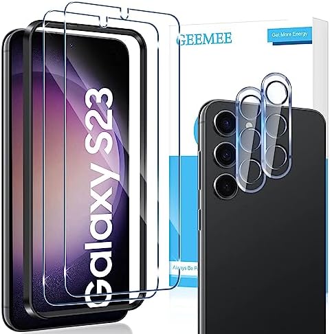 for Samsung Galaxy S23 for tempered glass screen protector and camera protective film, 2 + 2 Pack 9H film hardness tempered protective glass high sensitivity screen protector