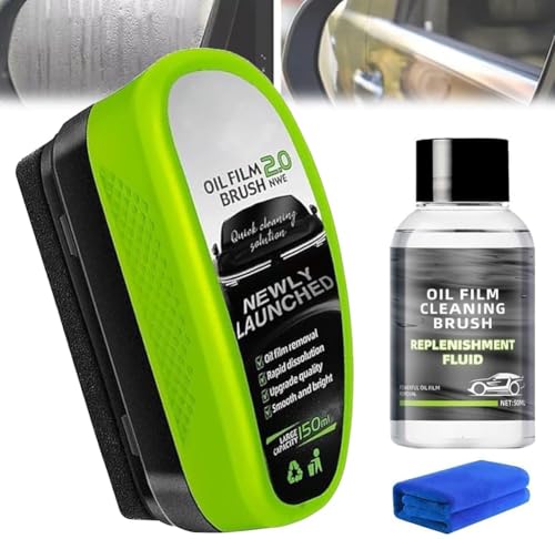 1-Pack Oil Film Remover Brush – Rainproof & Anti-Fog Windshield Cleaner Tool for Car Glass | Streak-Free Visibility, Easy Grip Design
