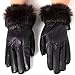 Alpine Swiss Womens Leather Dressy Gloves Faux Fur Trim Cuff Thermal Lining Brown Large