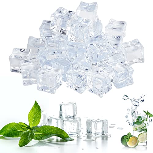 THATSRAD 60 PZS Cubitos de Hielo Reutilizables Transparentes 2cm Cubitos de Hielo de Acrílico Cubitos de Hielo Falsos Reutilizable de Cubo Hielo Falso para Artificiales, Fotografia, Decoración de Boda
