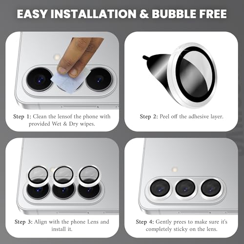 Image of FIRST MART Silver Camera Ring Guard Protector for Samsung Galaxy S26 | Tempered Glass with Metal Alloy Rings, HD Clear, Scratch Resistant, Case-Friendly | Pack of 1
