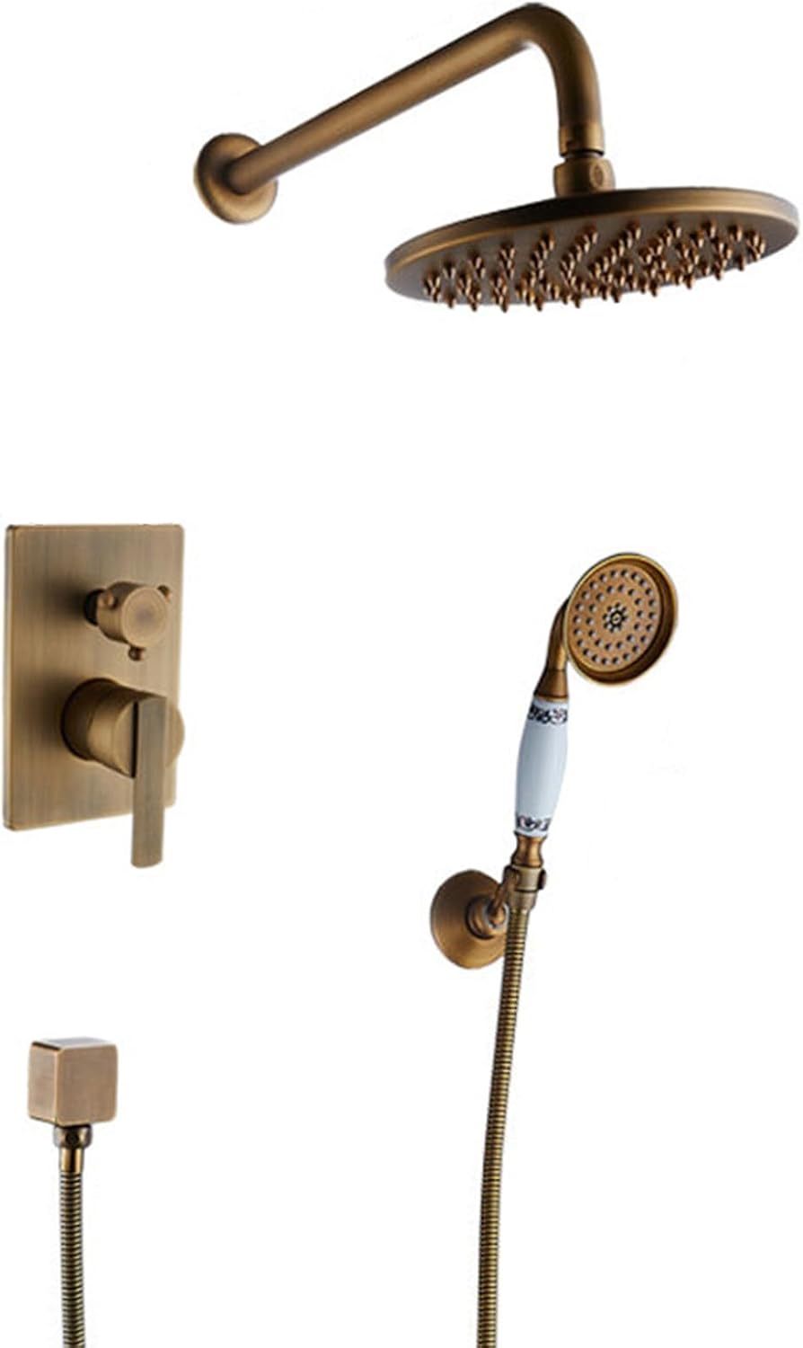 Concealed Shower Mixer Tap Wall Mounted Hot and Cold 2 Functions Single Handle Concealed Shower Kit Antique