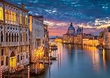 Loccor 7x5ft Fabric Venice Italy Night Backdrop for Photography Venice Grand Canal Nightscape Santa Maria Basilica Landmark Background Italy Travel Party Decor Photoshoot Studio Props