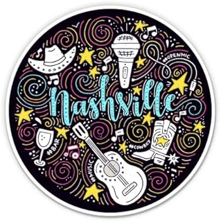 Nashville Country Music - 5" Vinyl Sticker - for Car Laptop I-Pad - Waterproof Decal