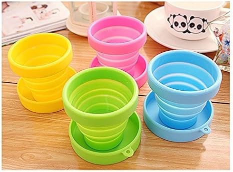 Amazon 折り畳み シリコンコップ 携帯コップ 蓋付き 170ml 大容量 伸縮折りたたみカップ歯のマグカップ 歯磨きコップ ホーム キッチン オンライン通販