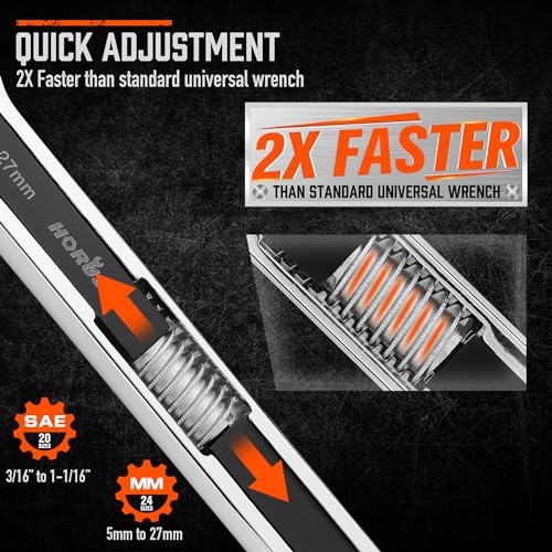 HORUSDY Conjunto de chaves universais 44 em 1 com bolsa de ferramentas, ajustável de 5 mm a 27 mm e