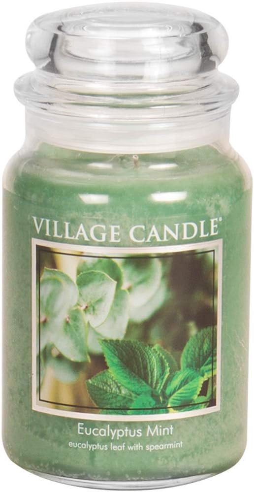 Village Candle Eucalyptus Mint and Lavender Large Glass Apothecary Jar Scented Candles Bundle (21.25 oz)