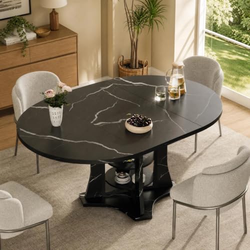 Smilets Extendable Dining Table Marble for 4–6 (Black Marble)