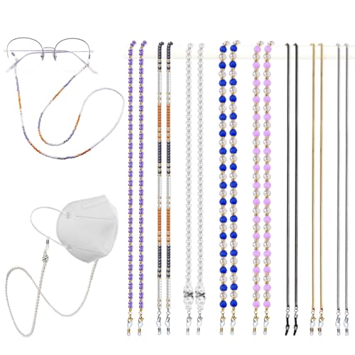 Image of Damanse Eyeglass Chain,8 Pcs Beaded Eye Glasses Strap Holders around Neck For Women