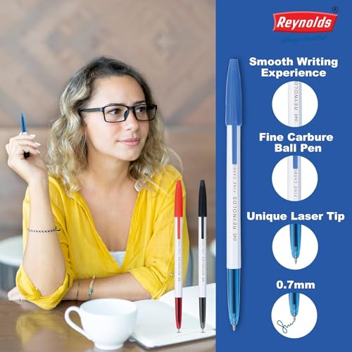 Reynolds 045 Ball Pen SET - 25 BLUE PENS WITH COMFORTABLE GRIP |BLUE BALL PENS FOR WRITING | PEN FOR STUDENTS & OFFICE STATIONERY | 0.7 mm TIP SIZE (Image - 3)