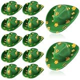 Sotiff St. Patrick's Day Mini Party Hats 12 Pcs Tiny Irish Shamrock Cowboy Hat Small Green Clover Doll Cap St. Patrick's Day