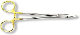 Mayo Hegar Needle/Suture Holder Driver with Tungsten Carbide Inserts and Gold Rings - Premium Grade Instrument (8 in.)