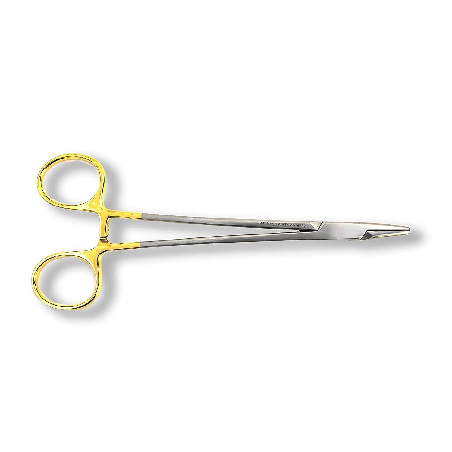 Mayo Hegar Needle/Suture Holder Driver with Tungsten Carbide Inserts and Gold Rings - Premium Grade Instrument (5 in.)