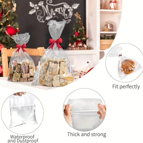 Miniatura 2 de 200 Bolsas De Celofán Grandes 20 X 30 Cm Con Cintas Metálicas - Transparentes Para Embalaje