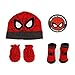 Marvel Baby Boys Avengers Spiderman Hat with Mitts and Bootie Gift Set, red/grey, 0-3M