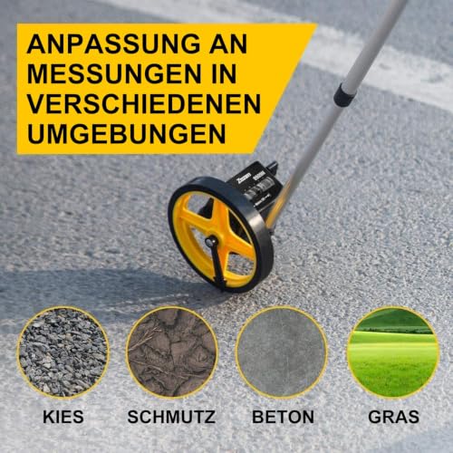 Zozen Messrad in Meters, Telescopic / Metrische Einheiten [bis 9.999 m], Rollmessung mit Tragetasche, ein Schlüssel zum Zurücksetzen / Startpunkt Arrow.