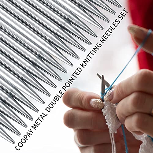 Double Pointed Knitting Needle Sets, 20 Cm/7.8 Inch Stainless Steel Metal Knitting Needles With Double Ended For Beginner, Kids, Sock Knitting Gauge 2 Mm/2.5 Mm/3 Mm/3.5 Mm/4 Mm/4.5 Mm/5 Mm #TOP5