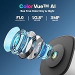 Window Security Camera 3MP 2K, Indoor WiFi Cameras 2.4GHz/5GHz with Colorvue AI Color Night Vision, Person Detection with Auto-Focus, 24/7 Recording Compatible with Alexa & Google Home