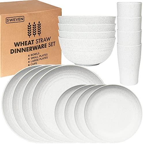 Wheat Straw Dinnerware Set (16-Piece, White)