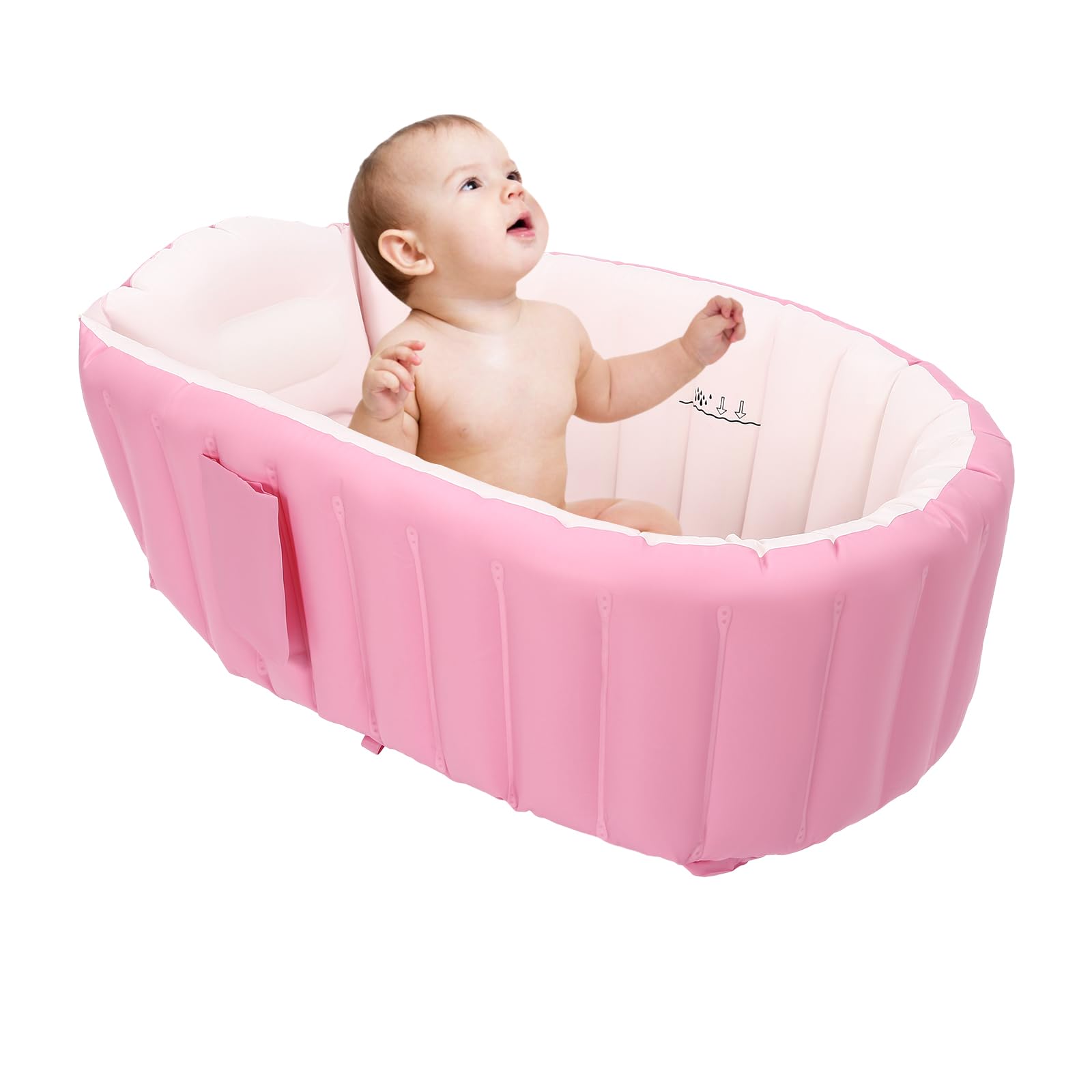 Set Vasca Gonfiabile PandaEar 2-in-1 Con Sedia Per Neonati - Portatile Con Pompa Integrata - Foto 7