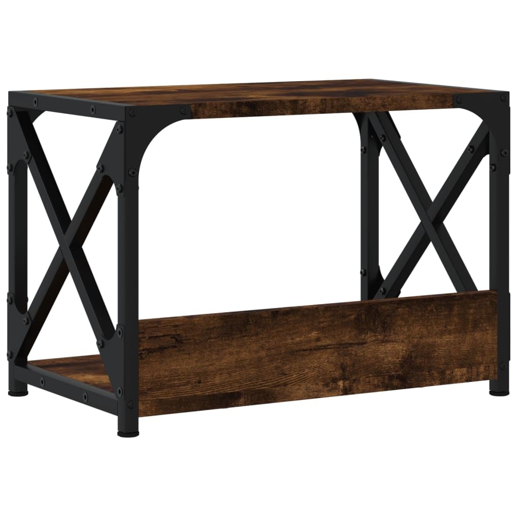 Supporto per stampante con 2 ripiani, supporto da scrivania in legno e struttura in metallo, rovere affumicato, 44 x 26 x 31,5 cm, gambe regolabili per stabilità, multifunzione