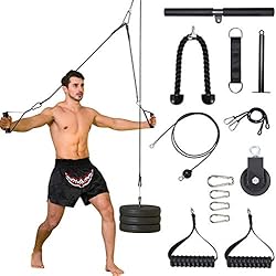 PELLOR Accesorio de Entrenamiento para Antebrazos,12PCS Accesorios Poleas Gimnasio, Entrenador de Resistencia de Rodillos Equipo para Ejercicios de Entrenamiento de Fuerza con Brazos y Cuerdas