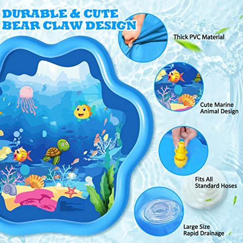 Jonyj Splash Pad, 77" Sprinkler For Kids And Toddlers, Fun Backyard Sprinkler & Splash Play Mat For Learning, Outdoor Swimming Pool Inflatable Water Toys For 3-12 Age Girls Boys (Dark Blue) #TOP3