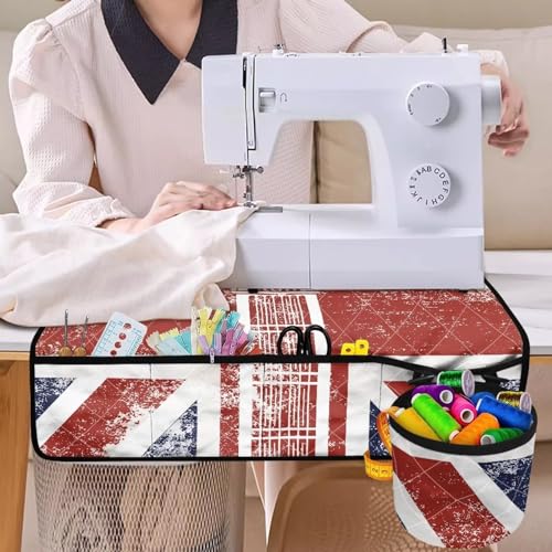 COEQINE England Big Ben Print Sewing Machine Mat Dust Cover for Travel UK Flag Printed Home Decoration Sewing Machine Accessories Organzier Portabe Case with Pocket - Image 4