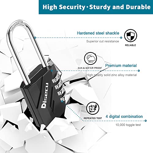 Disecu 2 Pack 4 Digit Combination Lock 2.5 Inch Long Shackle Outdoor Waterproof Padlock For School Gym Locker, Fence, Toolbox, Hasp Gate, Storage (Black) #TOP3