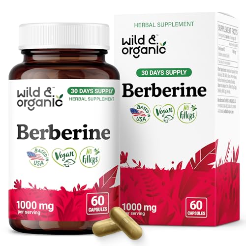 Wild & Organic Berberine Supplement Capsules 1000 mg - Antioxidant & Overall Support - Pure