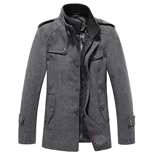 sulandy@ Men's Winter Warm Soft Wool Blend Pea Coats Slim Fit (Dark Gray-Thin, Us Large(tag Xx-Large))