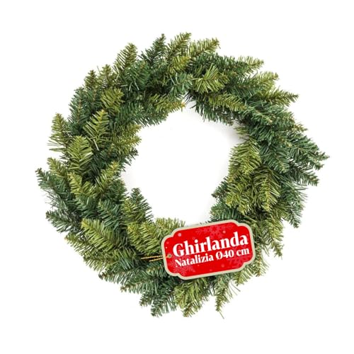 Avilia - Ghirlanda Natalizia Verde Ø40 cm con Rami Densi e Realistici per Decorazioni di Natale Versatili da Parete o Porta, Ideale come Base per Addobbi e Lucine Riutilizzabile e Senza Odore