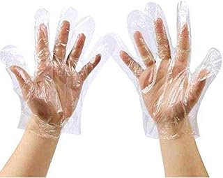 JANRSTIC Plastic Gloves Disposable 100Pairs, Disposable Gloves, Disposable Household Gloves, Transparent Disposable Polyethylene Gloves for Cooking, Kitchen, Cleaning