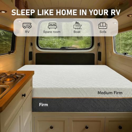 Image of RV Mattress Short King 10-Inch: Firm & Medium Firm Dual Sides Flippable | Two Firmness Memory Foam, Back Pain Relief, Cool Gel Washable Cover, CertiPUR-US Oeko-Tex Certified, Mattress in a Box 75x72