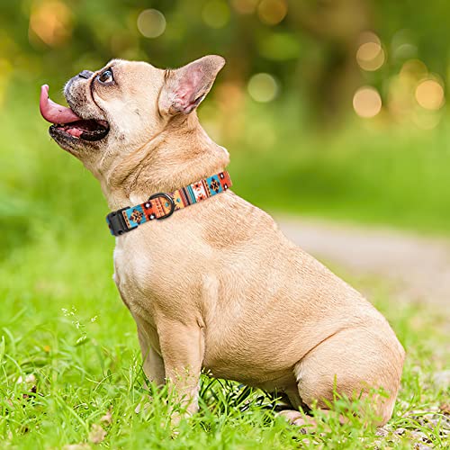 HEELE Hundehalsband, Hunde Halsband für Welpen Kleine Mittlere Große Hunde, Gemustertes Hundehalsbänder Verstellbares, Komfort, Robustem HundeHalsband, Bohemian Orange, M