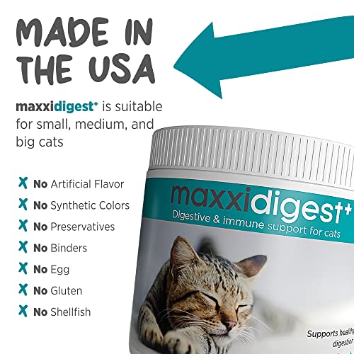 Maxxipaws Maxxidigest+ Digestive And Immune Support Supplement For Cats With Probiotics, Prebiotics And Digestive Enzymes – 7 Oz #TOP6